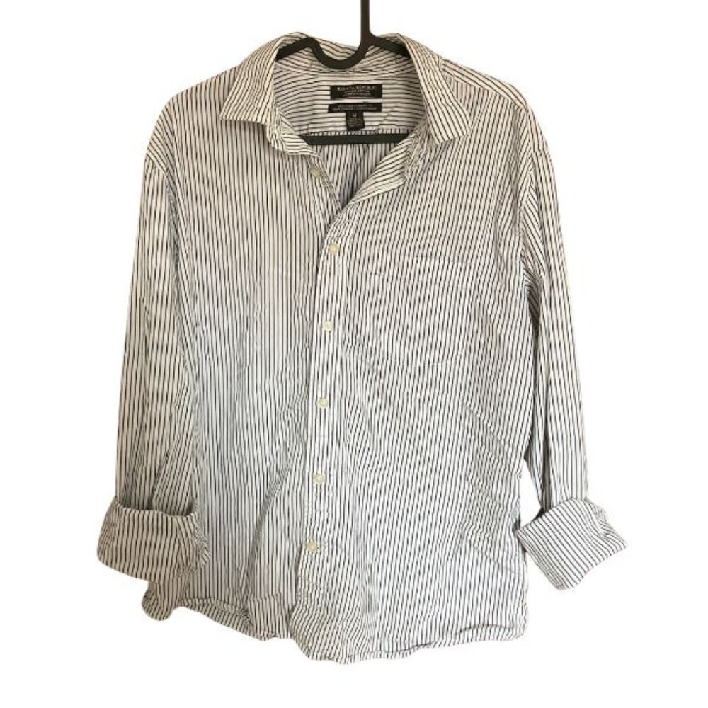 Banana Republic Organic Cotton Striped Cotton Boyfriend Button Down